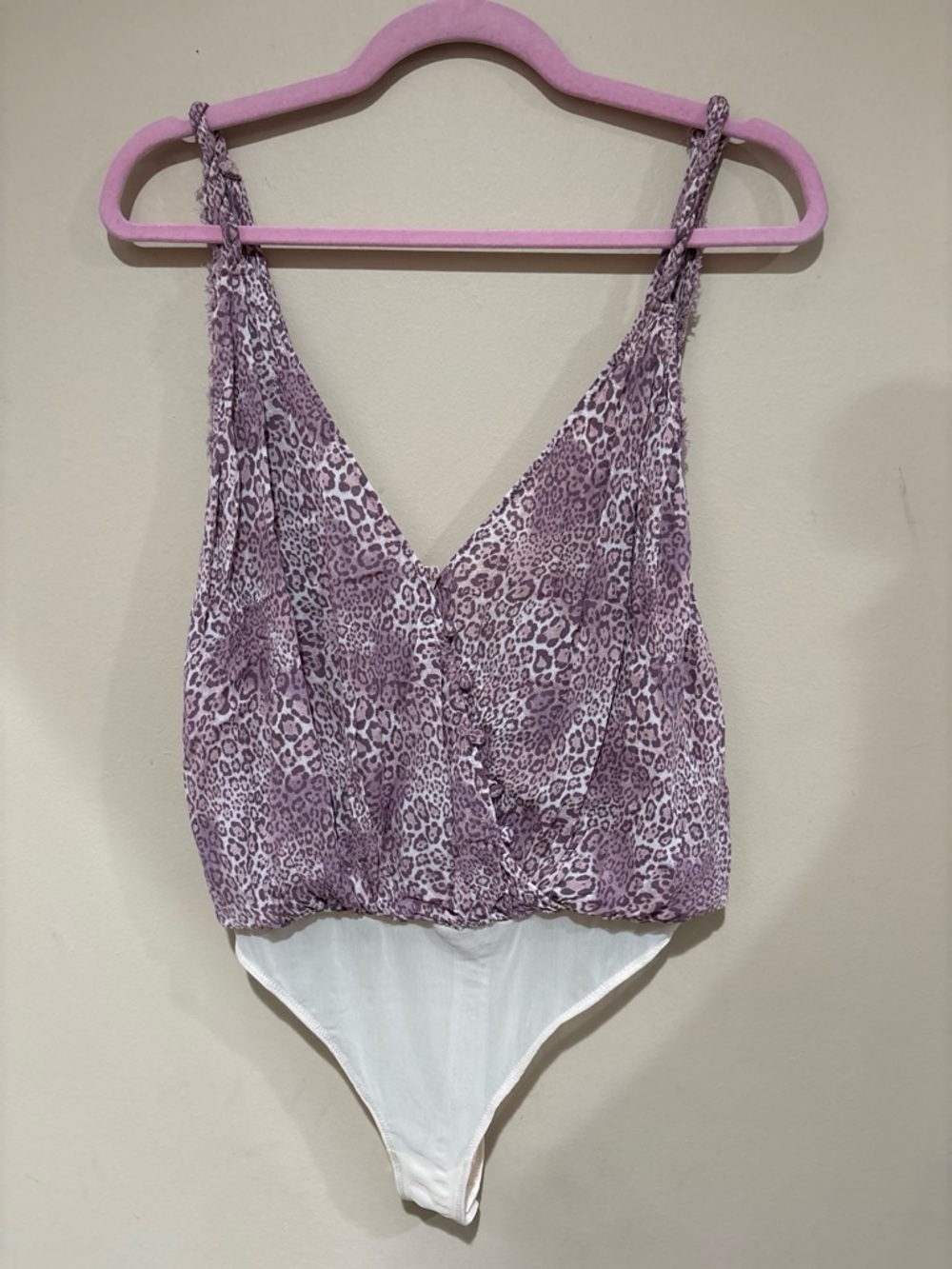 Free People Lilac Leopard-Print Bodysuit Tank - Purple & White
